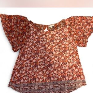 Lucky Brand Floral Blouse - Red